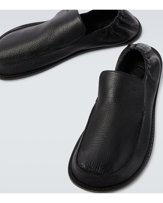 Loewe Black Flex Leather Loafers for men