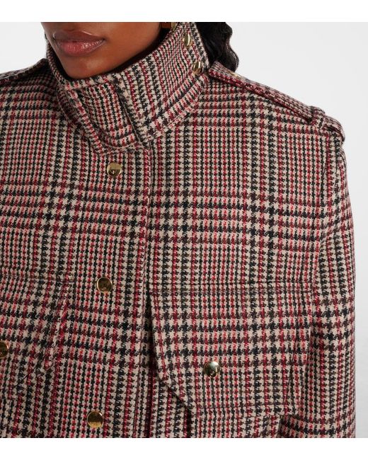 Patou Brown Checked Virgin Wool Jacket