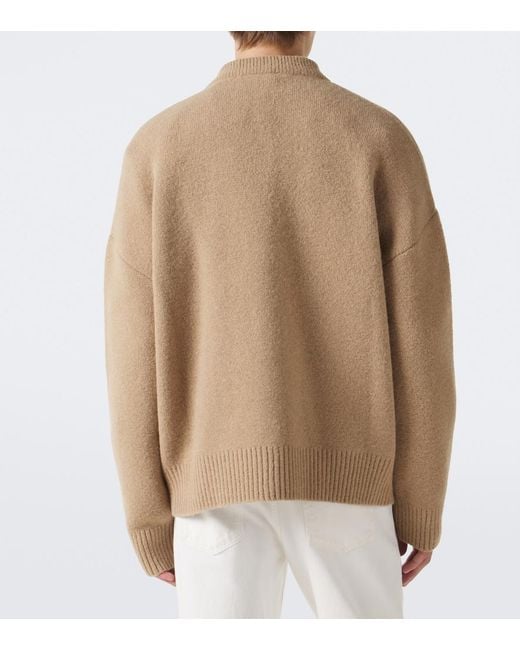 AMI Natural Ami De Cour Wool-Blend Cardigan for men