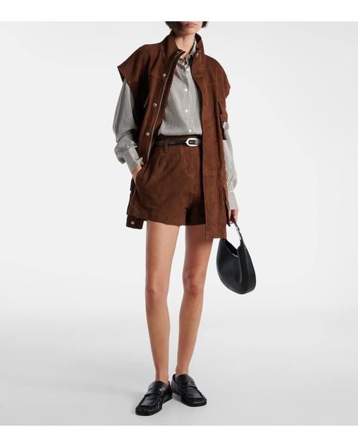 Frankie Shop Brown Shorts Lise Aus Veloursleder