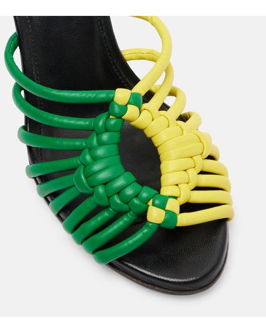 J.W. Anderson Green Plot Woven Leather Mules