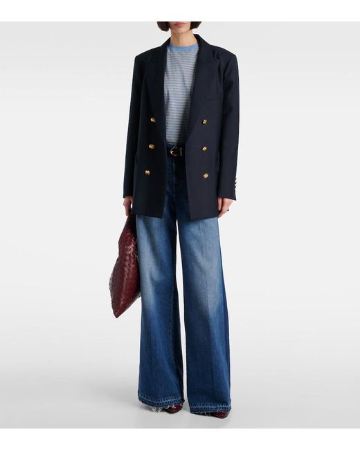 AG Jeans Blue Hyeres Wide-Leg Jeans