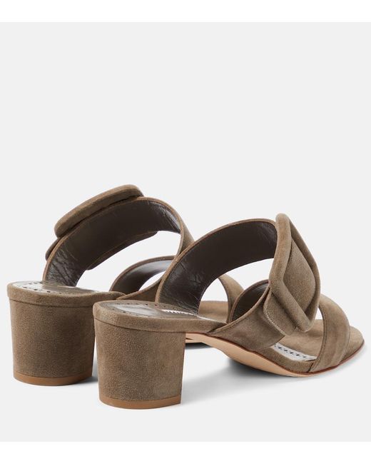 Manolo Blahnik Brown Newton 50 Suede Mules