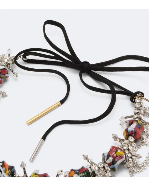 Dries Van Noten Blue Beaded Embellished Necklace