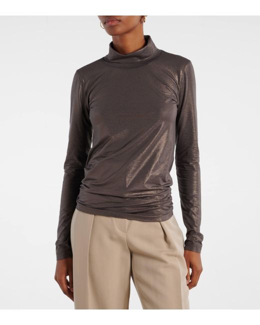 Brunello Cucinelli Brown Cotton-blend Turtleneck Sweater