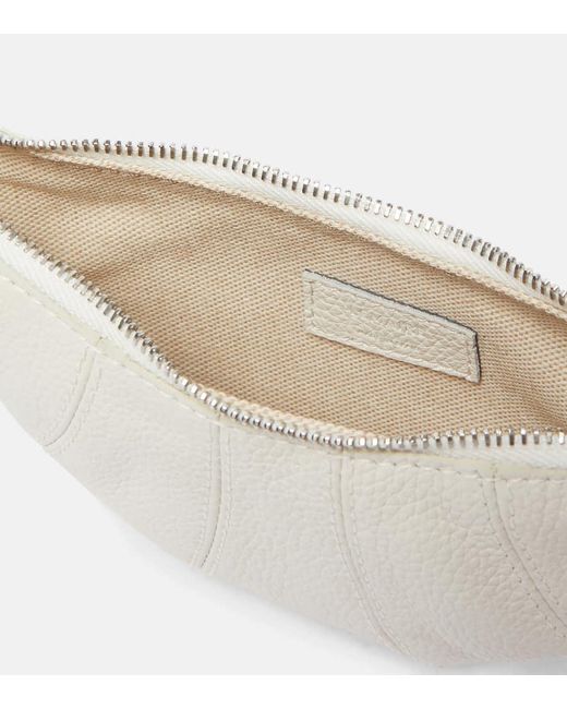 Lemaire White Croissant Leather Coin Purse With Strap