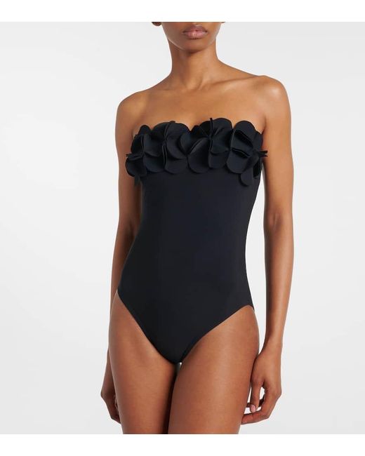 Banador Tess Con Aplique Floral Karla Colletto de color Black
