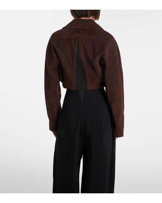 Alaïa Brown Cropped Suede Biker Jacket