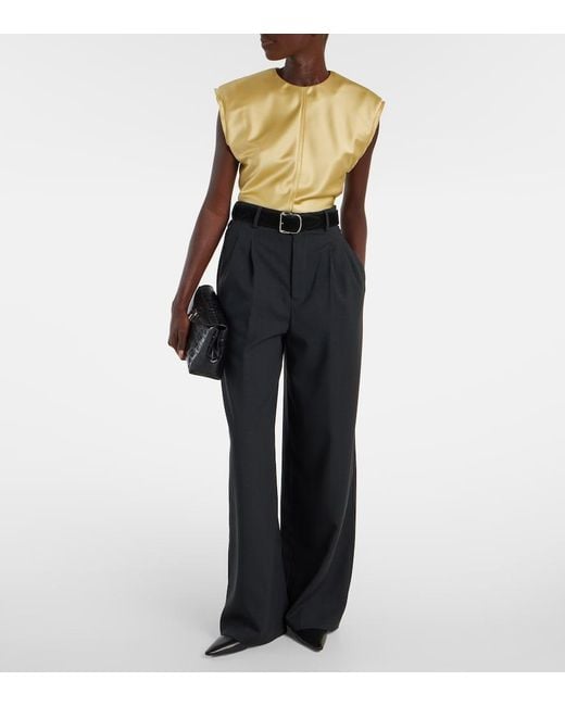 AMI Black High-Rise Virgin Wool Twill Pants