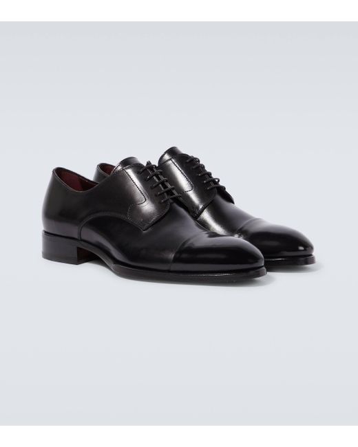 Brioni Black Leather Derby Shoes for men