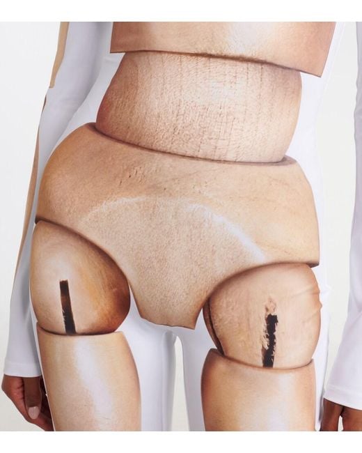 Jean Paul Gaultier Natural Trompe L'Oil Jersey Catsuit