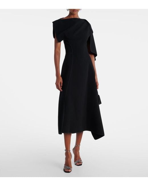 Maticevski Black Diadem Draped Asymmetric Midi Dress