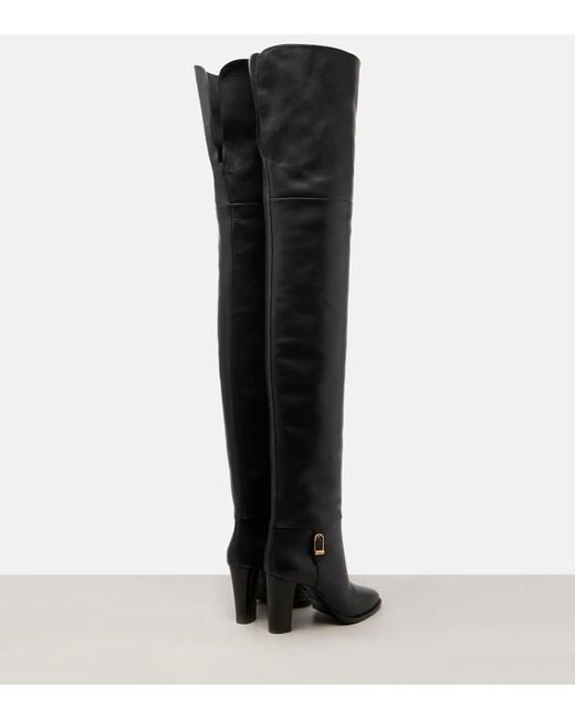 Saint Laurent Black Overknee-Stiefel Julia 85 Aus Leder