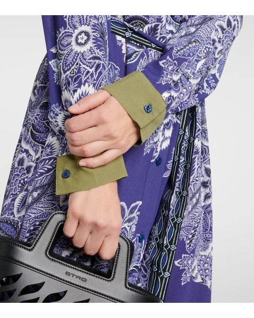 Etro Blue Floral Bandana Print Chemisier