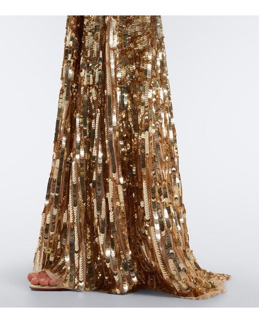Jenny Packham Metallic Lisette Embellished Gathered Gown