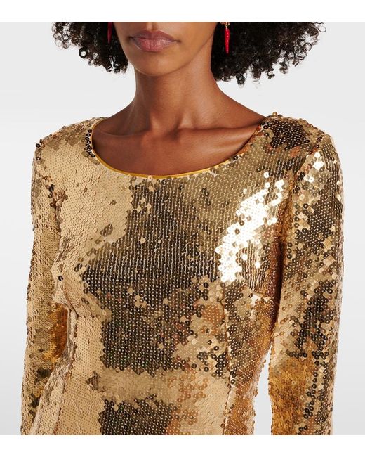 Dolce & Gabbana Metallic Sequined Midi Dress