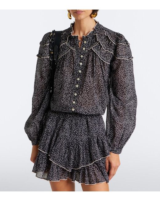 Isabel Marant Black Christa Polka-Dot Cotton Blouse
