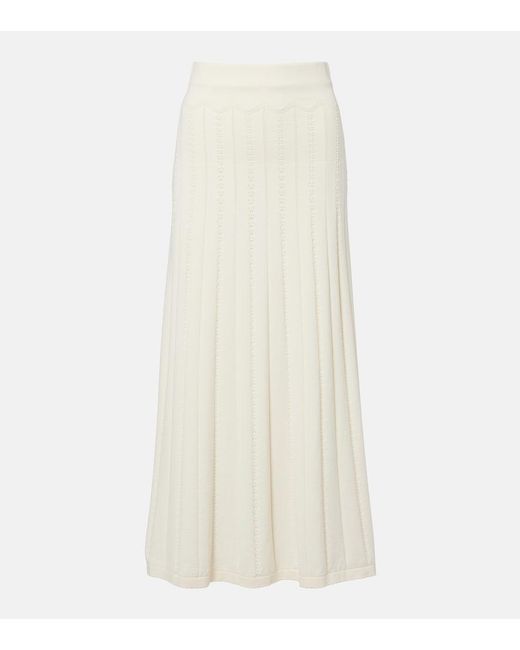 Faithfull The Brand White Mieralla Pointelle Cotton-Blend Maxi Skirt