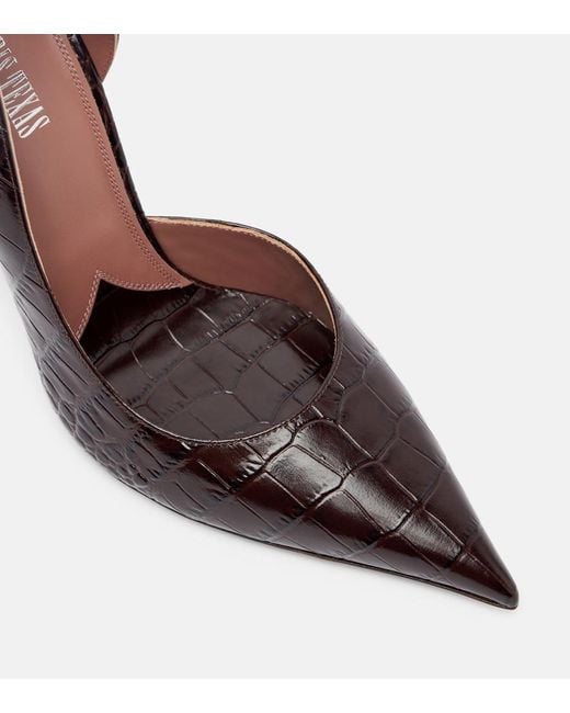 Paris Texas Brown Vera Croc-Effect Leather Pumps