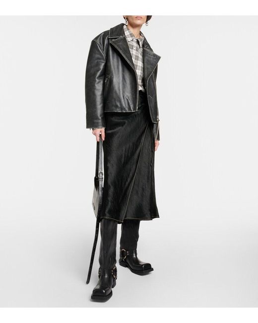 Acne Black Leather Jacket With A 'Vintage' Effect