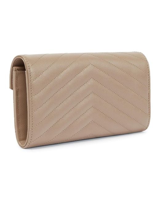 Saint Laurent Natural Monogram Large Leather Wallet