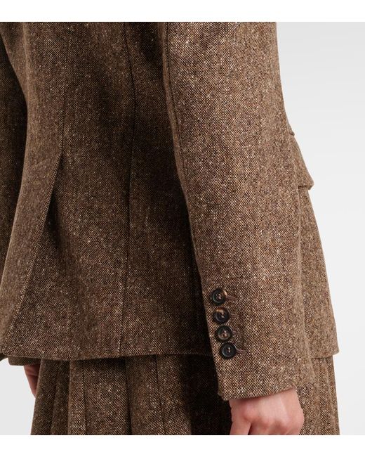 Brunello Cucinelli Brown Double-Breasted Wool-Blend Jacket