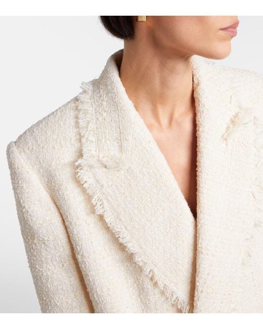 Balmain Natural Double-Breasted Tweed Jacket