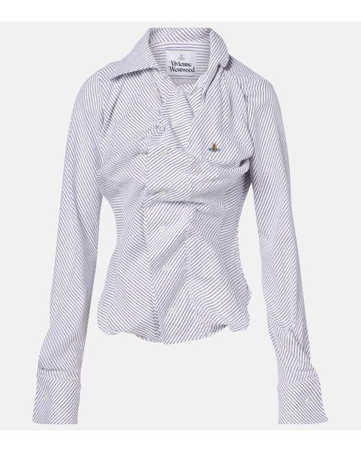 Vivienne Westwood Blue Striped Cotton-Blend Poplin Shirt