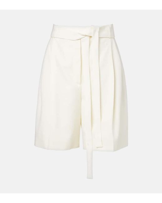 Bermudas De Lana Virgen Con Cinturon Rohe de color White