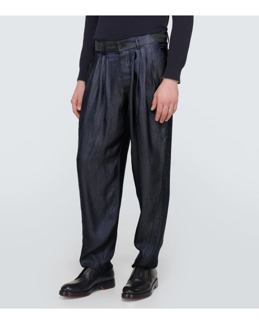 Giorgio Armani Blue Printed Slim Pants for men