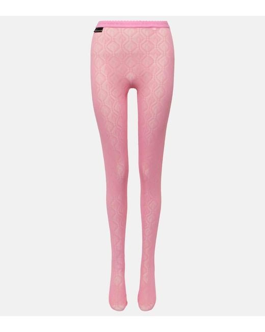 MARINE SERRE Pink Moon Diamant Jacquard Mesh leggings