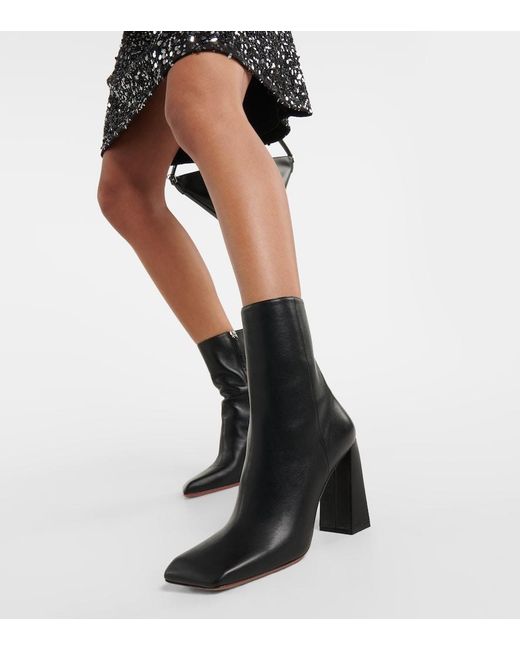 AMINA MUADDI Black Leather Heel Ankle Boots