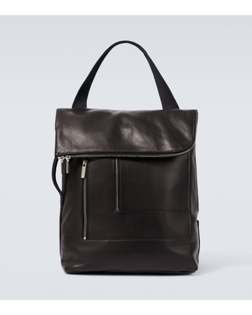 Rick Owens Black Cargo Leather Backpack for men