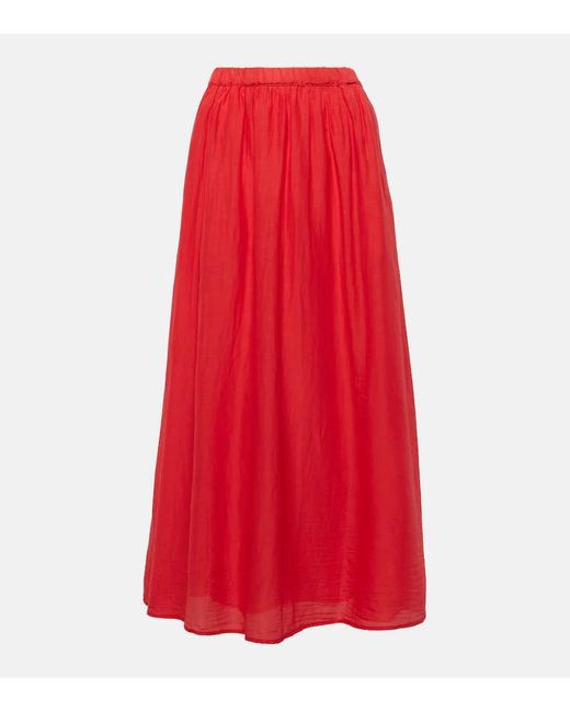Velvet Red Mariela Cotton And Silk Maxi Skirt