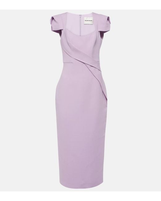 Roland Mouret Purple Midi Dress With Draped Detailing