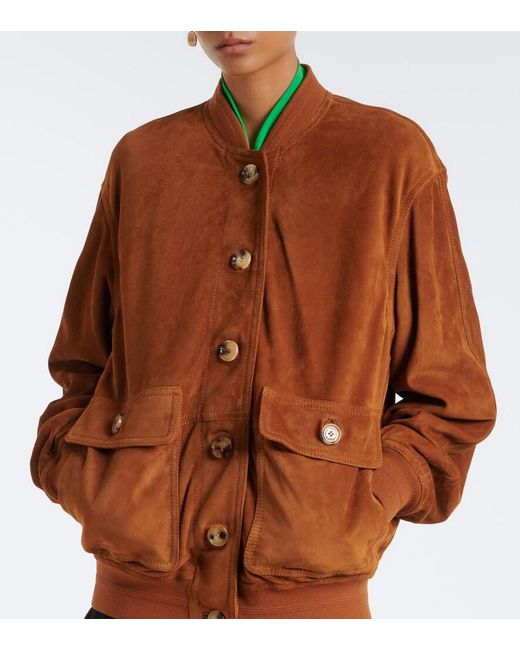 Valentino Brown Caban Suede Bomber Jacket