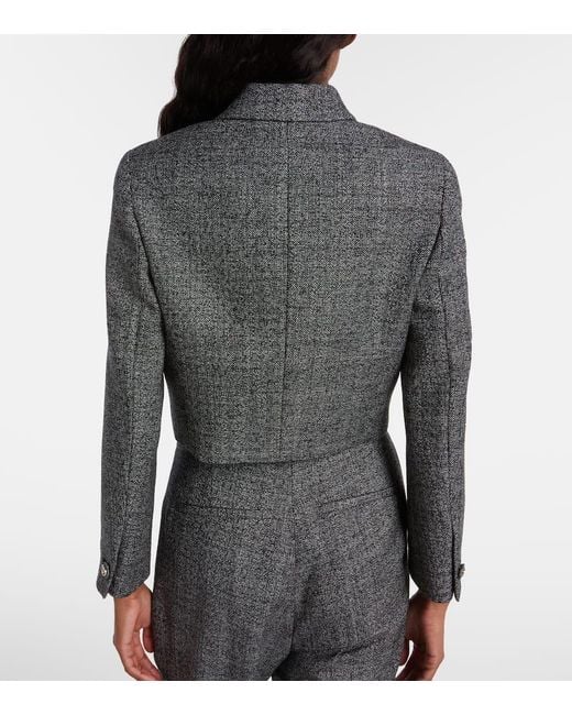 Gucci Gray Cropped-Jacke Aus Wolle