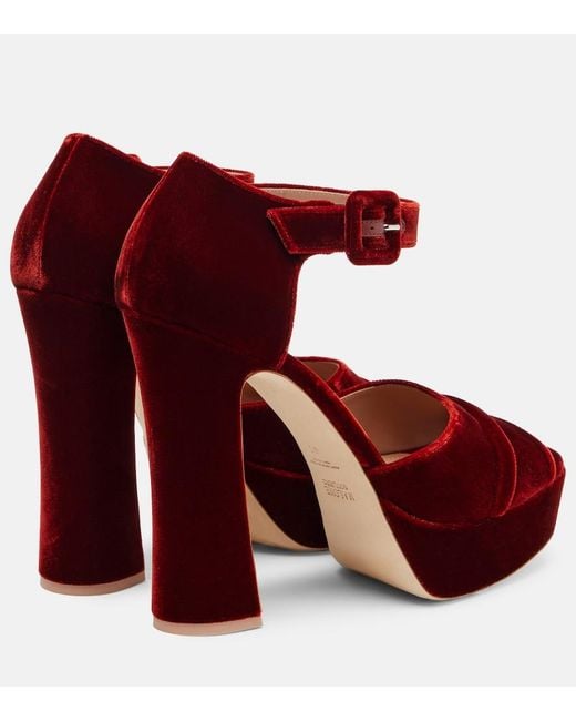 Malone Souliers Red Yuri 125 Velvet Platform Sandals
