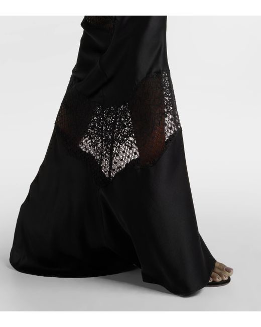Robe longue Larisa en soie a dentelle Rebecca Vallance en coloris Black