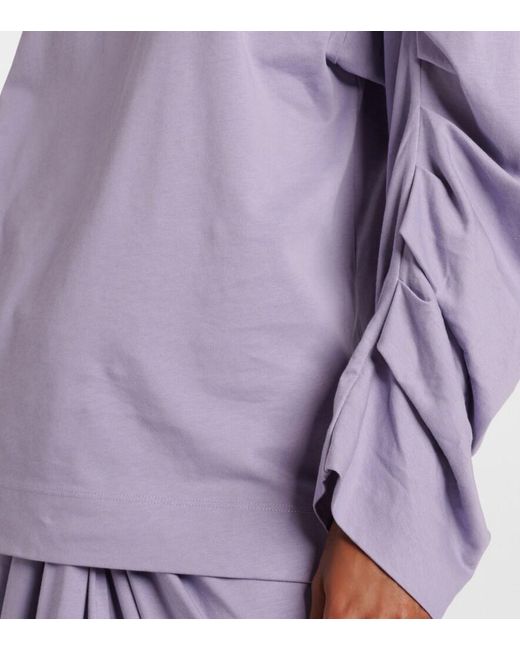 Dries Van Noten Purple Ruched Cotton Jersey Sweatshirt