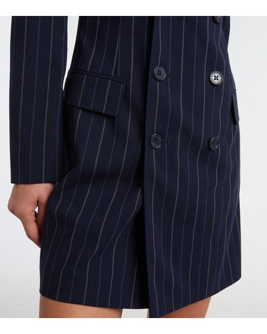 Ralph Lauren Blue Striped Double-Breasted Wool Blazer Dress
