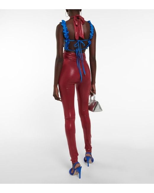 The Attico Red Ruby Chain-Trimmed Leggings
