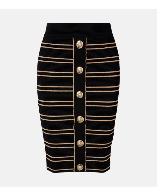 Jupe Rayee Balmain en coloris Black