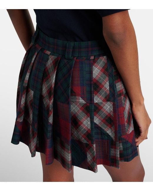 Miu Miu Black Patchwork Plaid Virgin Wool Miniskirt