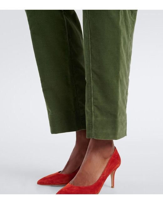 Blazé Milano Green Sorraia Cotton Corduroy Barrel-Leg Pants