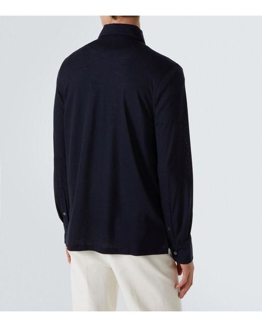 Rubinacci Blue Wool Shirt for men