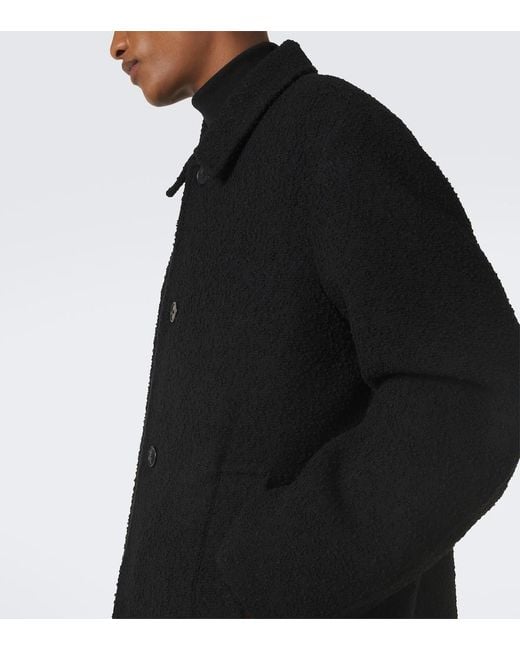 Dries Van Noten Black Wool-Blend Coat for men