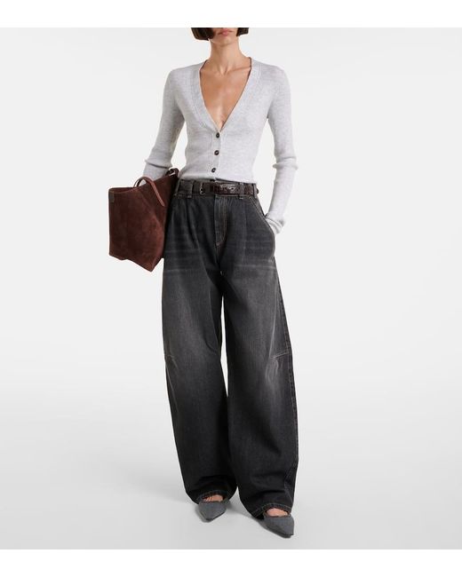 Brunello Cucinelli Blue Ribbed-Knit Cardigan