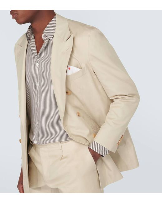 Kiton Natural Double-breasted Cotton Suit for men