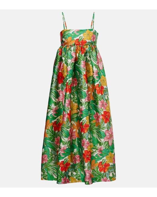 Abito Lungo Amelia Con Stampa di ALÉMAIS in Green